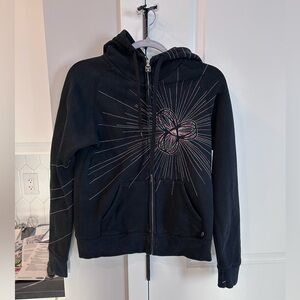 TNA Black Zip Hoodie with Contrast Stitching